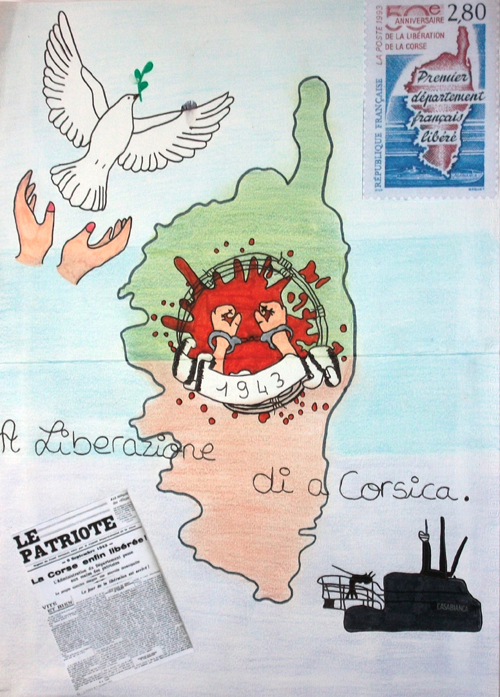 1943 Corsica fù liberata : l'affissi fatti da i zitelli