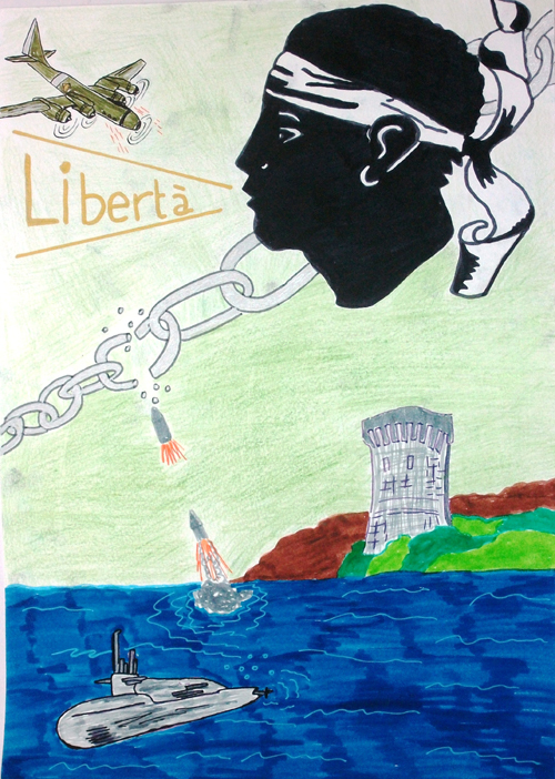 1943 Corsica fù liberata : l'affissi fatti da i zitelli