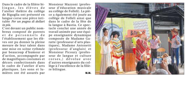 Teatru : l'articulu di Corse-Matin
