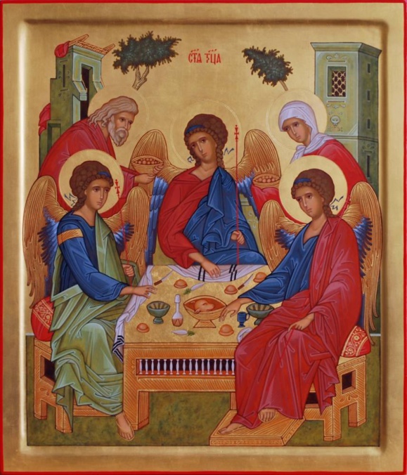 Les trois anges qui rencontrent Abraham sous le chêne de Mambré, images de la Sainte Trinité. Auteur: Sergey Krasavin Année: 2012 (Crédits photo : Galerie d'art contemporain Russie)