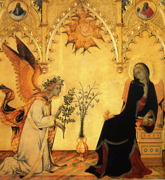 Simone Martini : L'Annonciation à Marie 1333. Tempera sur bois (Domaine public)