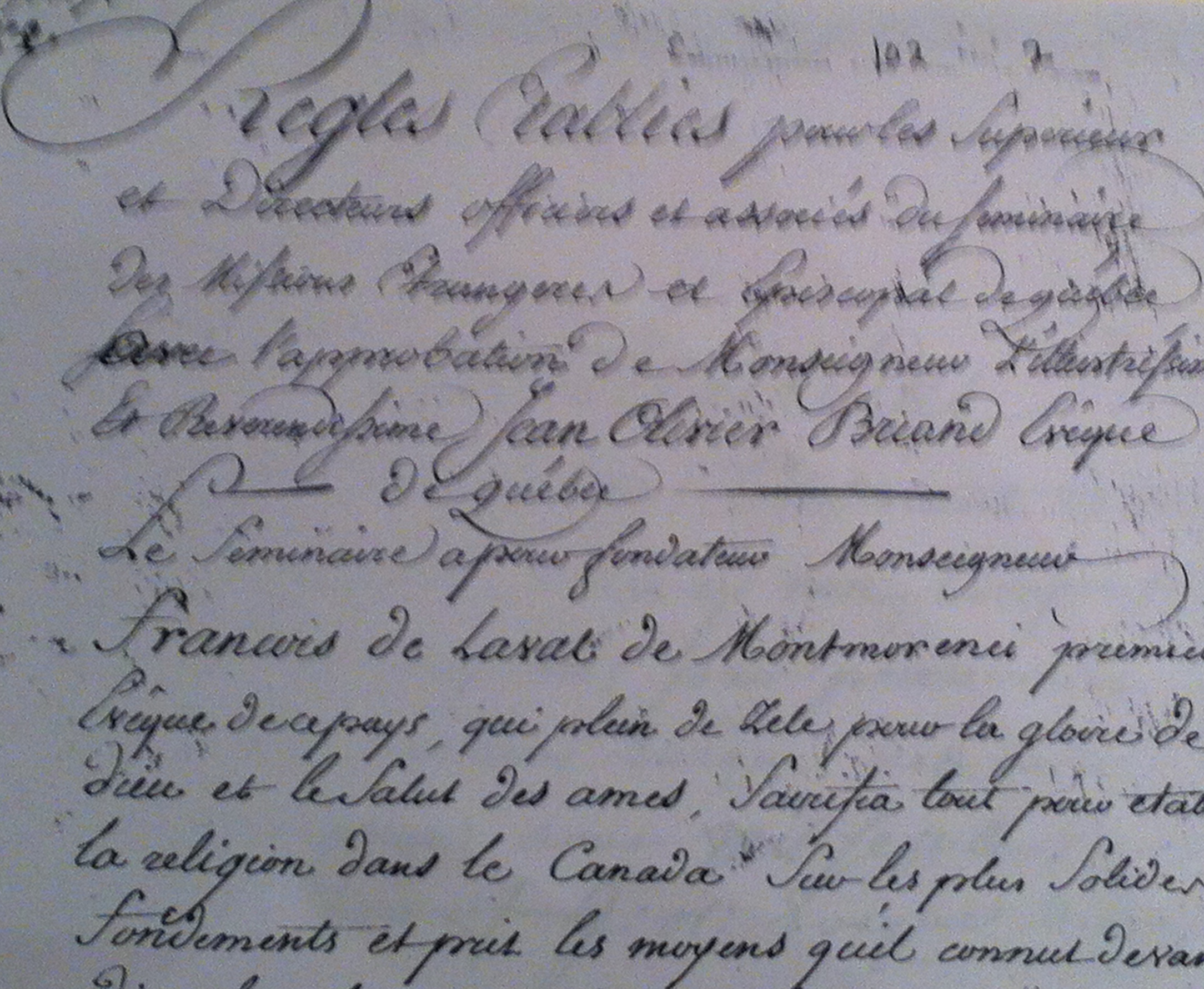 Début du Règlement de Mgr Briand  (Crédit  photo H. Giguère)