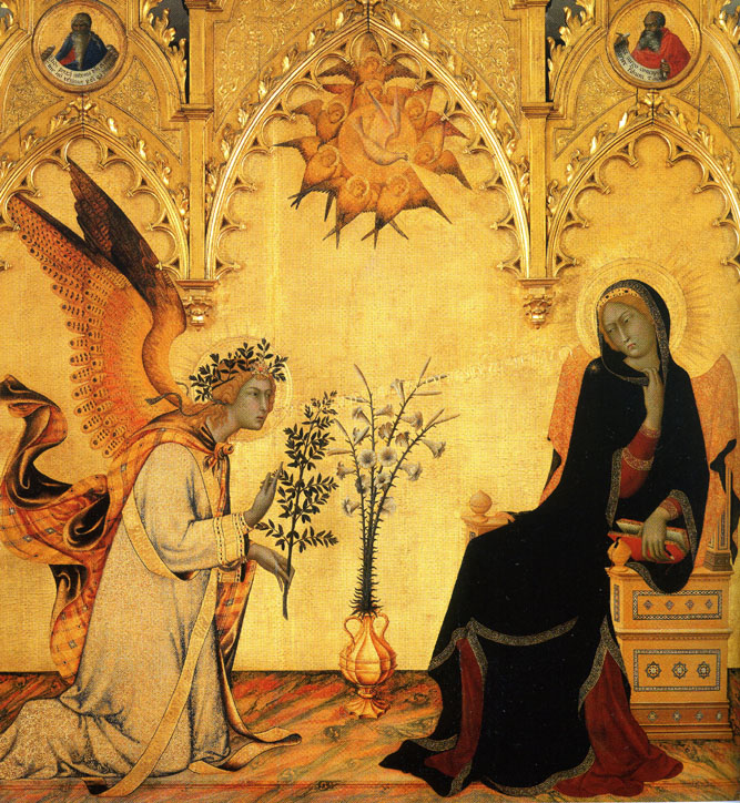 Simone Martini : L'Annonciation à Marie 1333. Tempera sur bois (Domaine public)