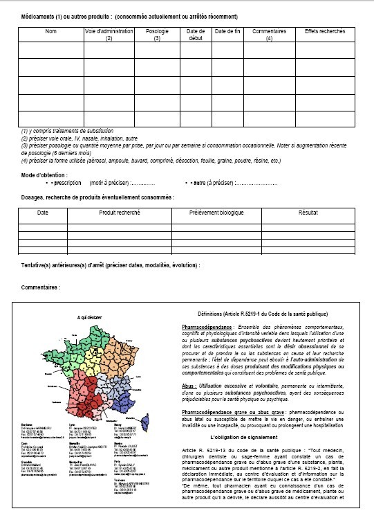 Déclaration d'effets indésirables dus aux psychotropes
