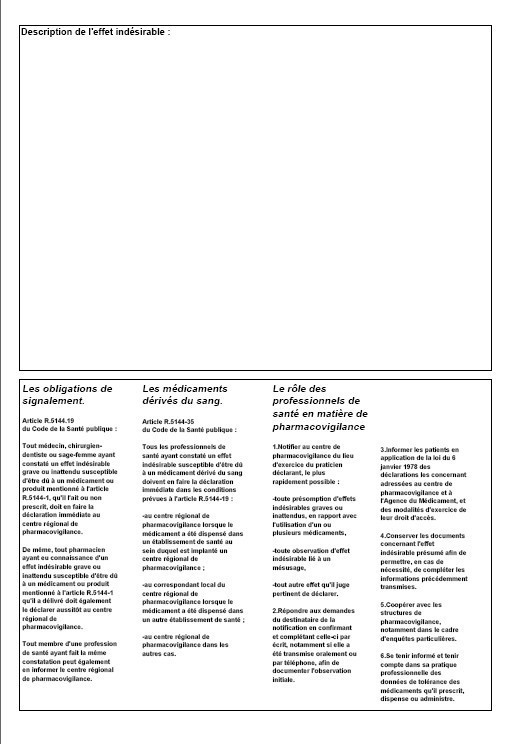 Déclaration d'effets indésirables dus aux psychotropes