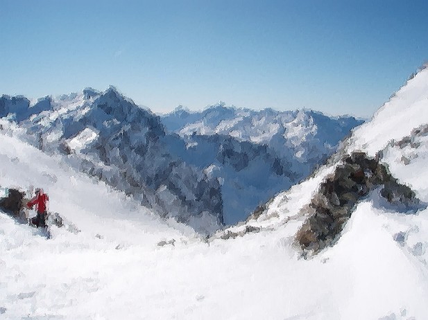 en effet peinture, vue depuis le col