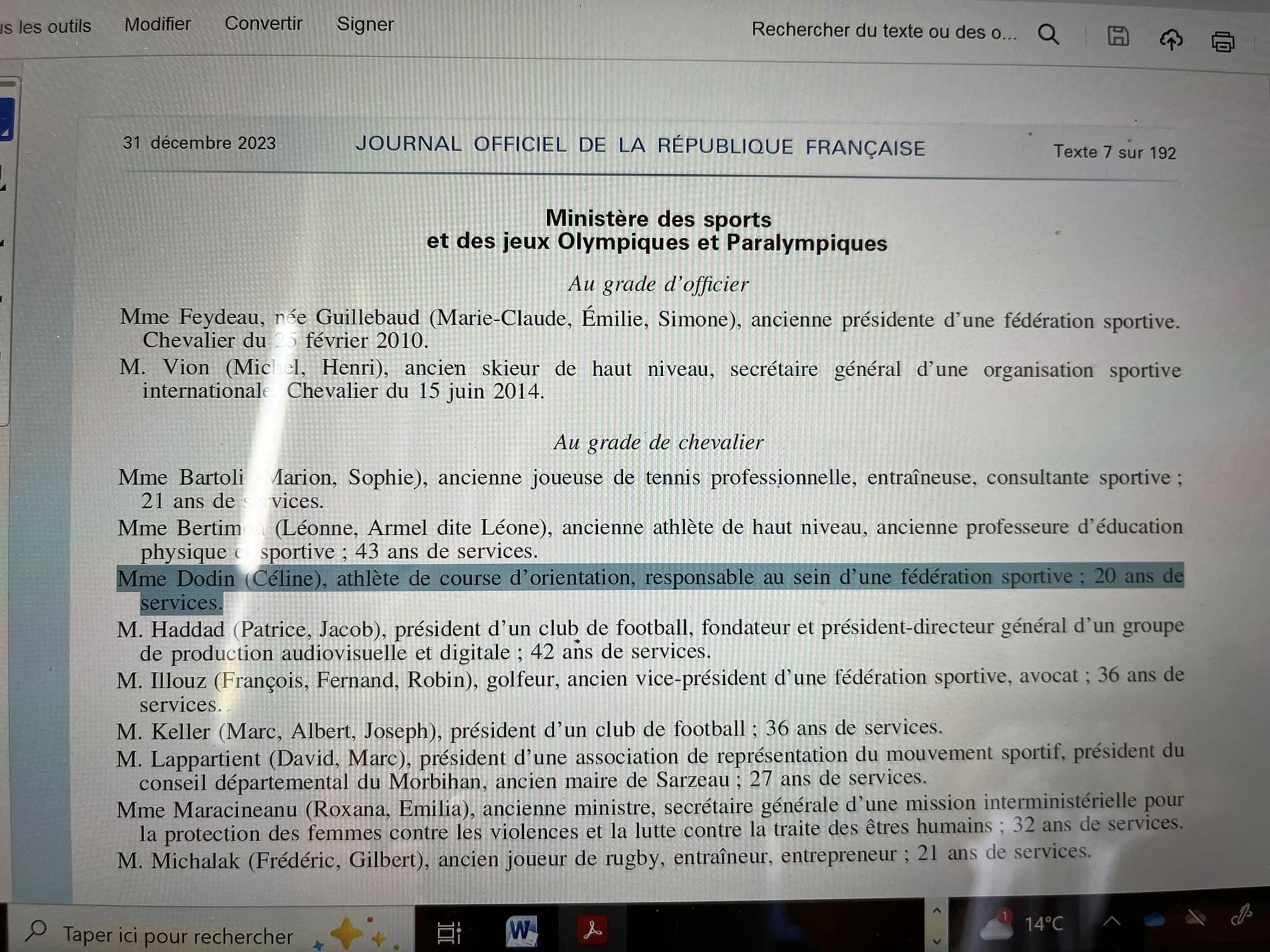 Chevalier de la Légion d'Honneur ! Chevalier de la Légion d'Honneur !
