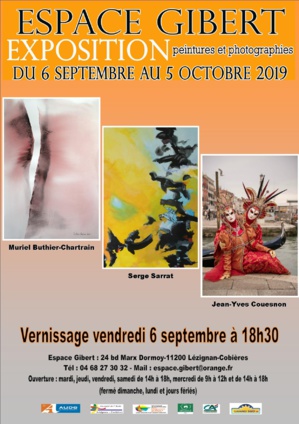 Exposition de peintures et de photographies du 6 septembre au 5 octobre 2019 Exposition de peintures et de photographies du 6 septembre au 5 octobre 2019