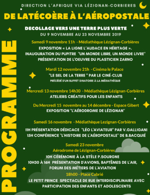 Exposition de peintures et rétrospective de "L'histoire de l'aérodrome de Lézignan-Corbières" du 15 novembre au 14 décembre Exposition de peintures et rétrospective de "L'histoire de l'aérodrome de Lézignan-Corbières" du 15 novembre au 14 décembre