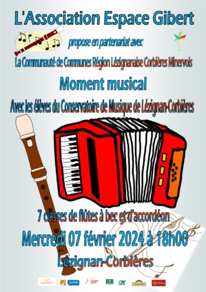 Auditions des élèves du conservatoire de Lézignan-Corbières mercredi 07 février 2024 à 18h Auditions des élèves du conservatoire de Lézignan-Corbières mercredi 07 février 2024 à 18h