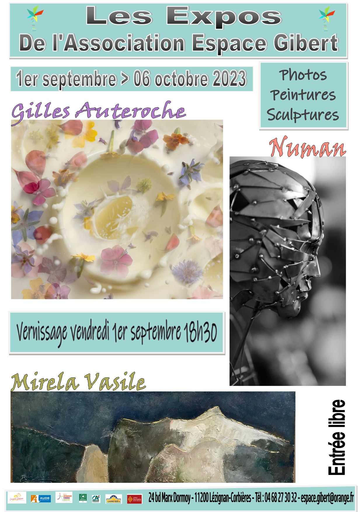 Exposition photos, peintures, gravures et sculptures du 1er septembre au 06 octobre 2023