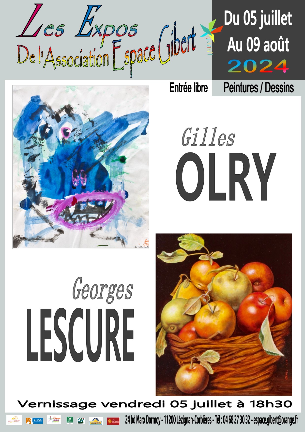 Exposition de peintures et dessins du 05 juillet au 09 août 2024