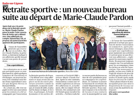 BOËN : MARIE-CLAUDE PARDON PASSE LA MAIN