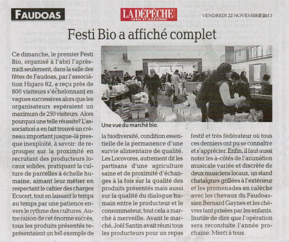 festi bio 17 novembre 2013