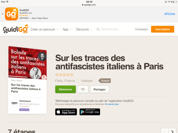 Parcours Antifasciste Italien dans Paris par l'Association GÉNÉRIQUE.