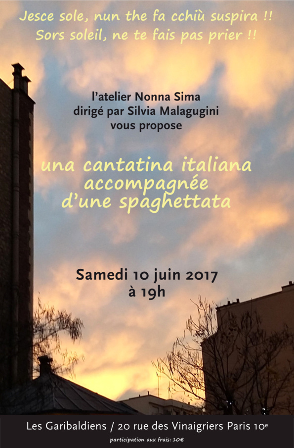 Invitation à 2 concerts avec pasta au local des Garibaldiens par Silvia MALAGUGINI