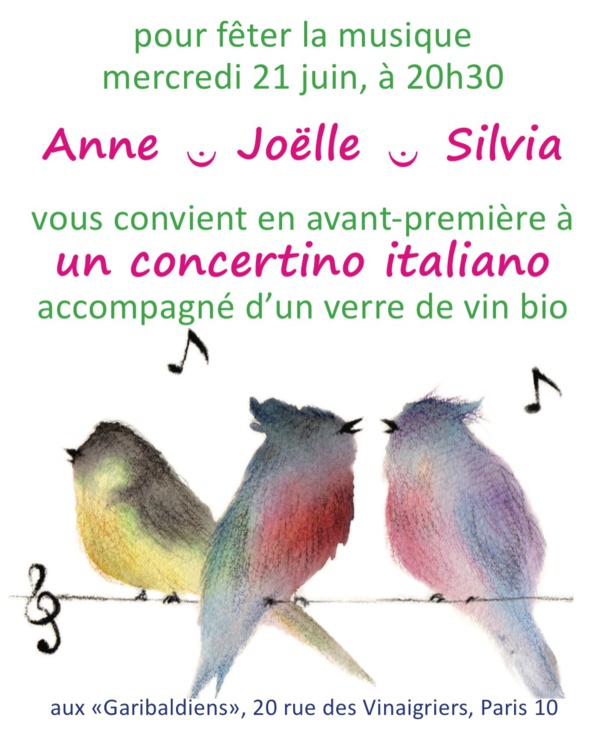 La Fete de la musique aux GARIBALDIENS avec Silvia MALAGUGINI