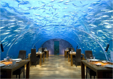 restaurant sous l'eau aux îles Maldives
