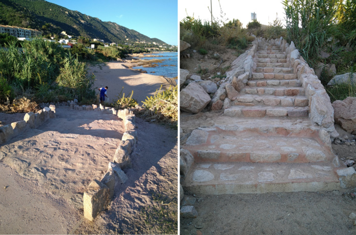 Escaliers d’accès à la crique Pasci Pecura Escaliers d’accès à la crique Pasci Pecura