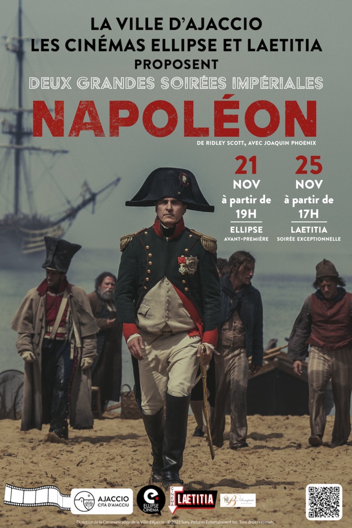 La Ville d’Ajaccio s’associe aux cinémas Ellipse et Laetitia pour la sortie du film Napoléon La Ville d’Ajaccio s’associe aux cinémas Ellipse et Laetitia pour la sortie du film Napoléon