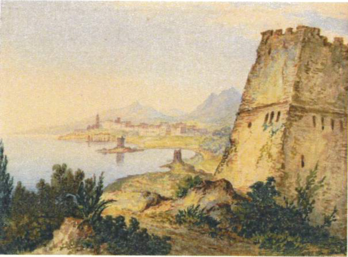 « Vue de la Citadelle de Bastia », aquarelle réalisée en 1840 par William Cowen