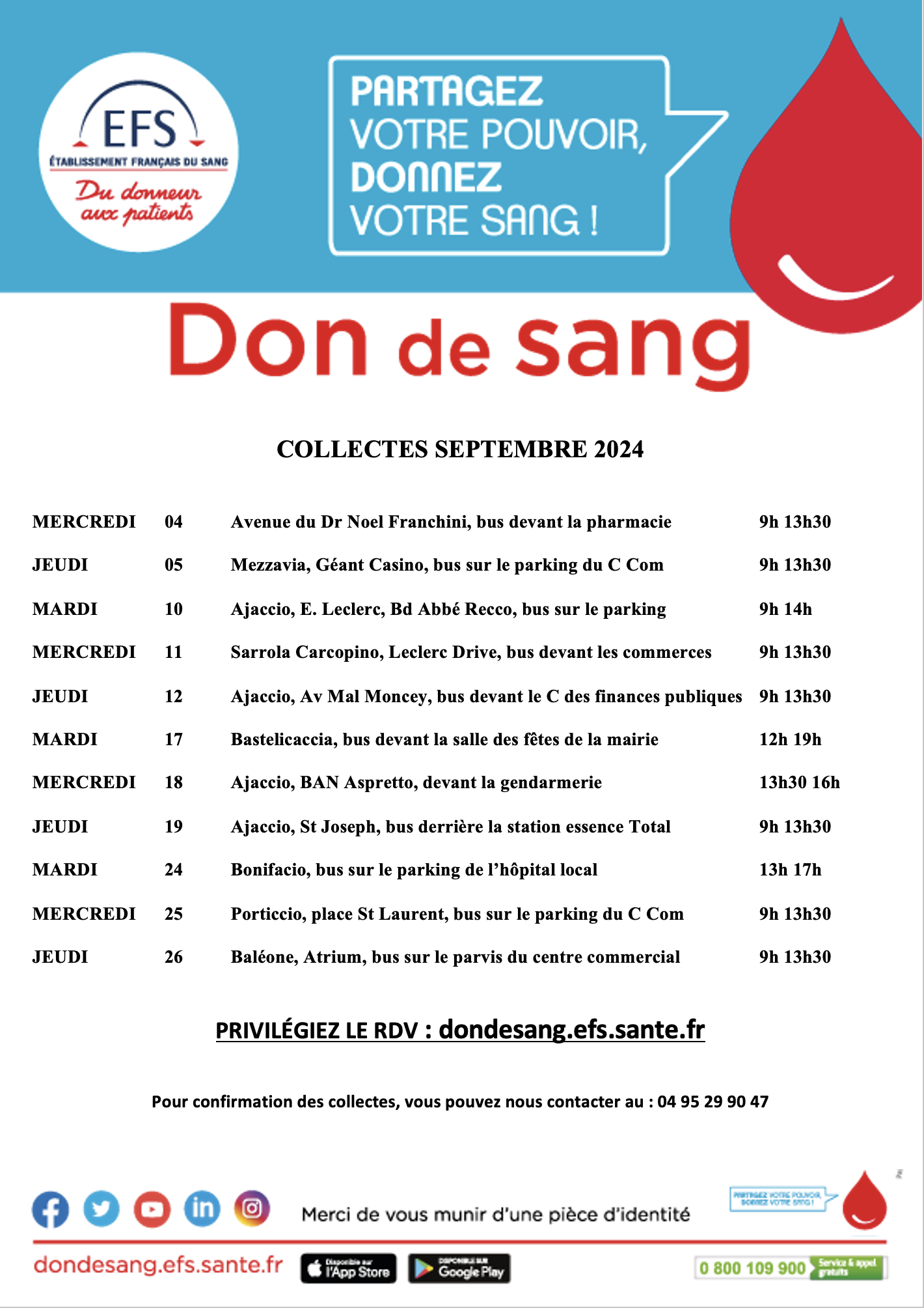 Collectes de sang : Septembre 2024