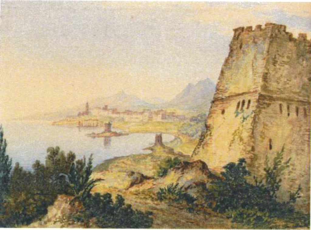 « Vue de la Citadelle de Bastia », aquarelle réalisée en 1840 par William Cowen