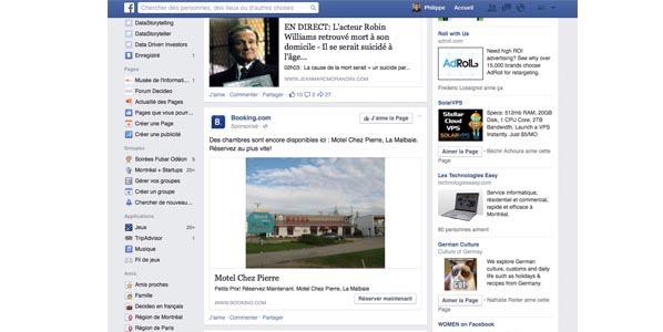 Entre deux photos de Robin Williams, encore une publicité mal ciblée !