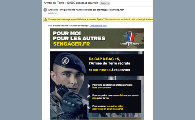 Le Ministère de la Défense vous spam avec votre argent ! Le Ministère de la Défense vous spam avec votre argent !