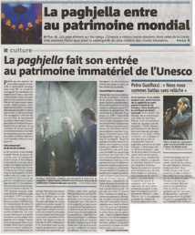LINGUA - CULTURA - MUSICA : 2009, a paghjella à l'UNESCO LINGUA - CULTURA - MUSICA : 2009, a paghjella à l'UNESCO