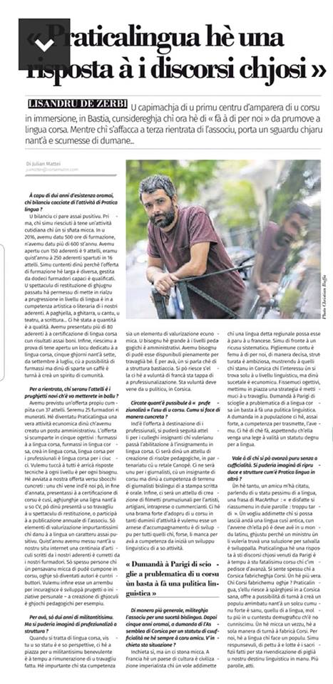 Intervista Settimana 24/08/2018 - Praticalingua hè una risposta à i discorsi chjosi