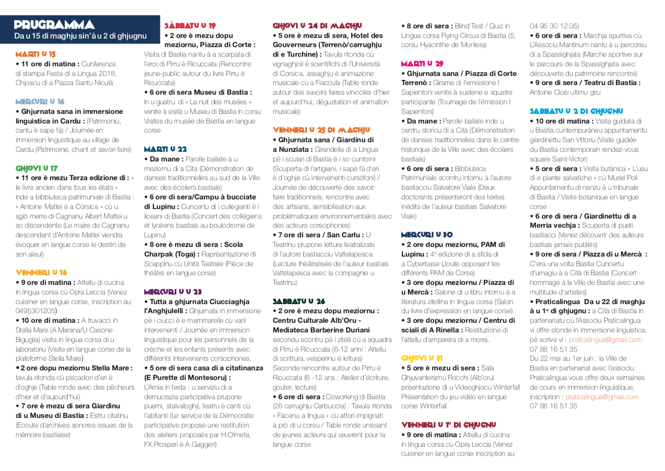 Praticalingua participerà à a Festa di a Lingua Corsa 2018 in Bastia