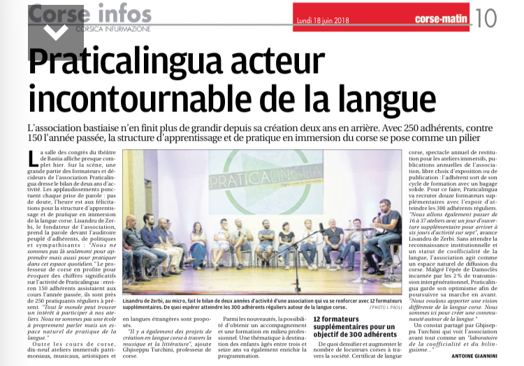 Cunferenza di stampa 17/06/2018 : bilanciu & perspettive