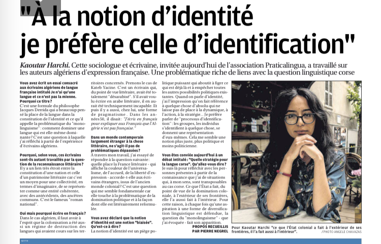 Intervista di Kaoutar Harchi per a restituzione 2019 di Praticalingua