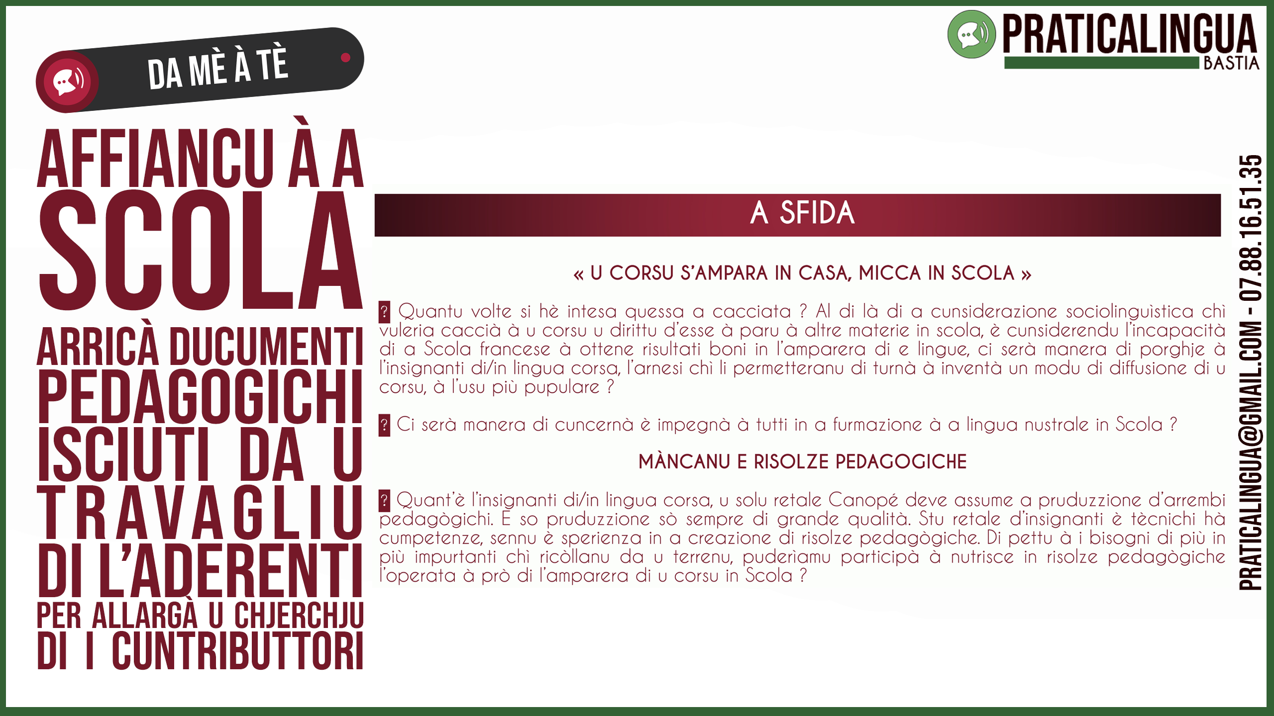 PRUGETTU DA MÈ À TÈ