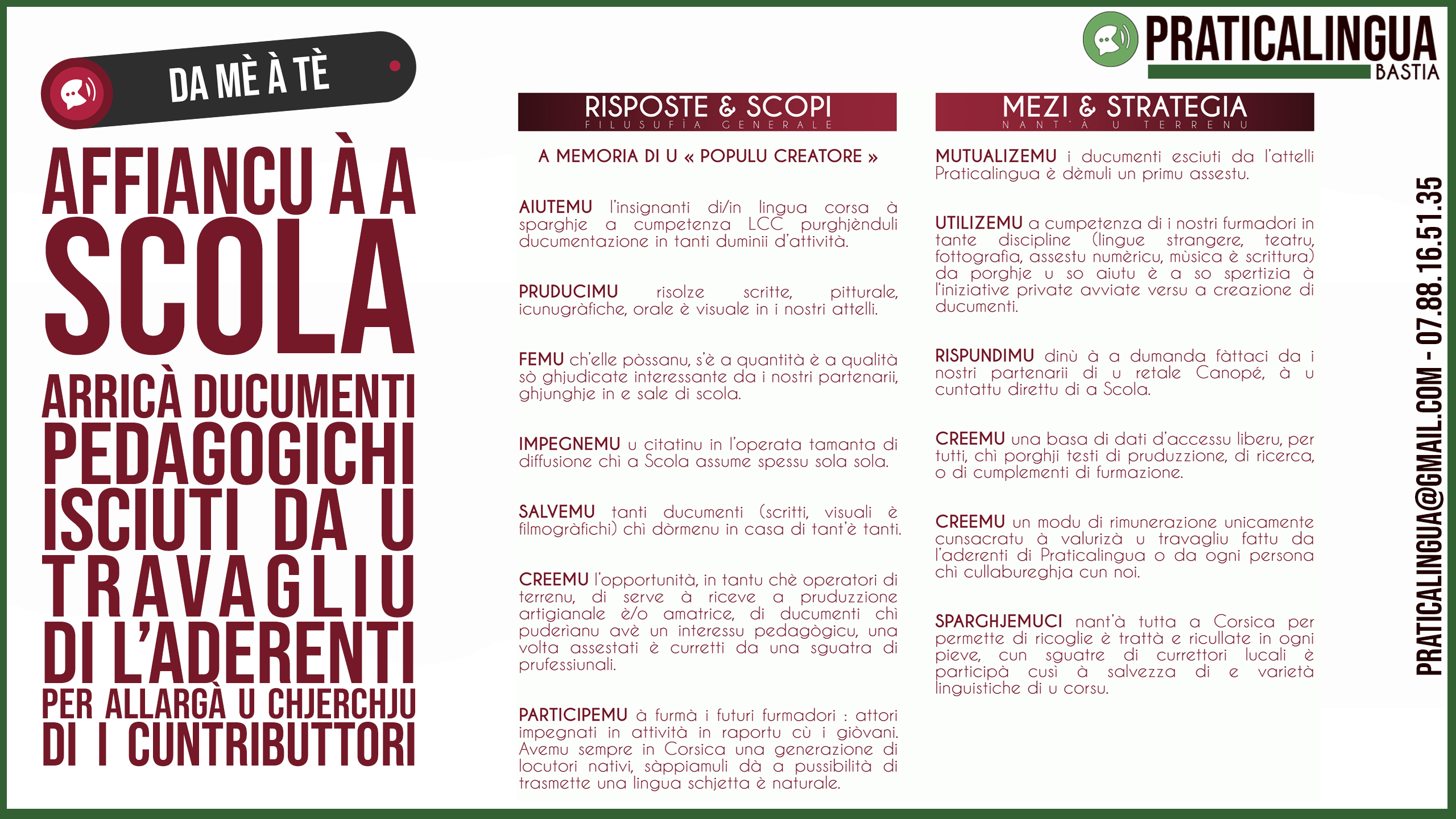 PRUGETTU DA MÈ À TÈ