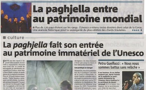 LINGUA - CULTURA - MUSICA : 2009, a paghjella à l'UNESCO