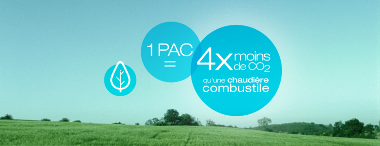 Une PAC c'est 4 fois moins de CO2 qu'une chaudière combustible ! Une PAC c'est 4 fois moins de CO2 qu'une chaudière combustible !