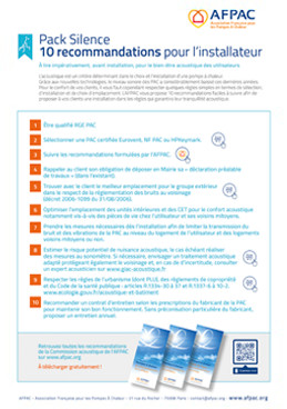 Pack Silence - 10 recommandations pour l’installateur - 10 recommandations pour l'utilisateur