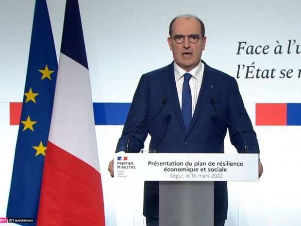 Jean Castex, le 16 mars 2022, présentant le plan de résilience économique et social. © Capture Twitter Gouvernement Jean Castex, le 16 mars 2022, présentant le plan de résilience économique et social. © Capture Twitter Gouvernement
