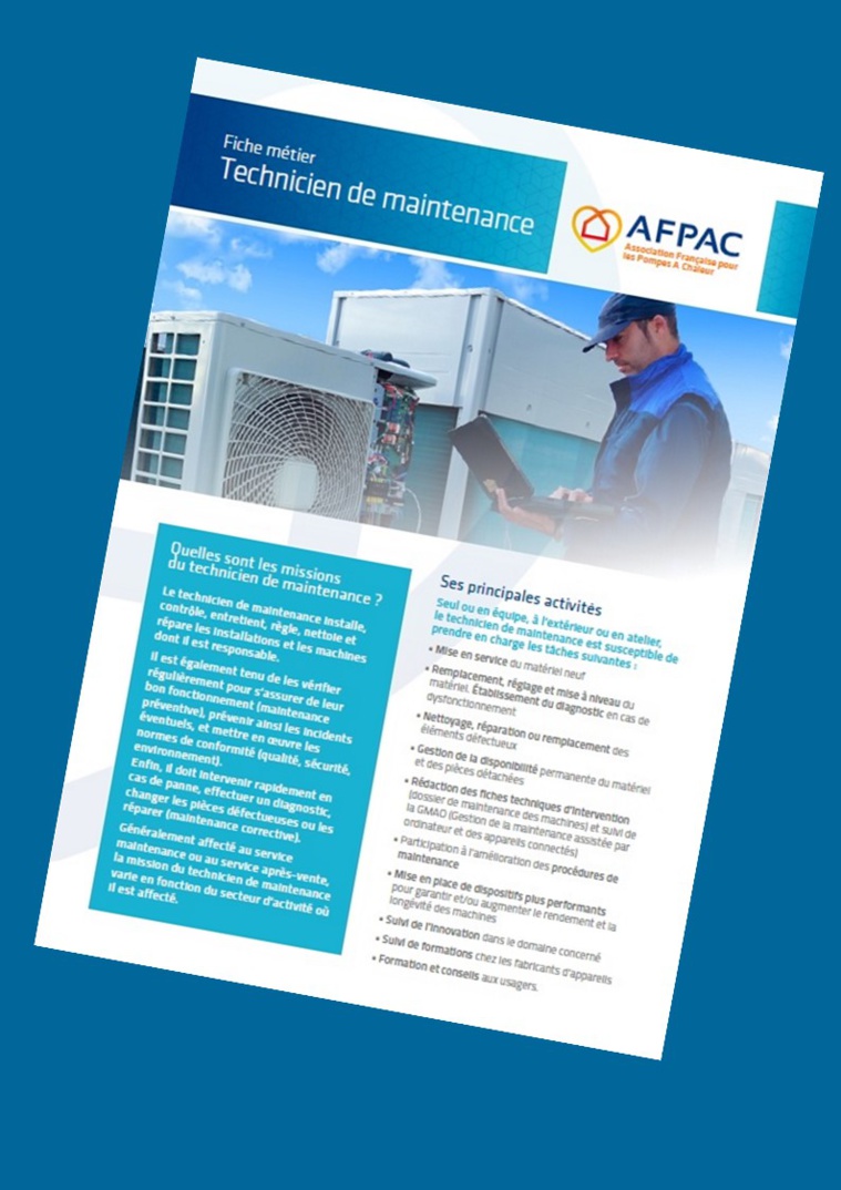 Fiche Métiers PAC : Technicien de maintenance de Pompes à Chaleur Fiche Métiers PAC : Technicien de maintenance de Pompes à Chaleur