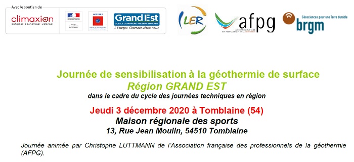 De l'AFPG : Journée de sensibilisation à la géothermie de surface Région GRAND EST