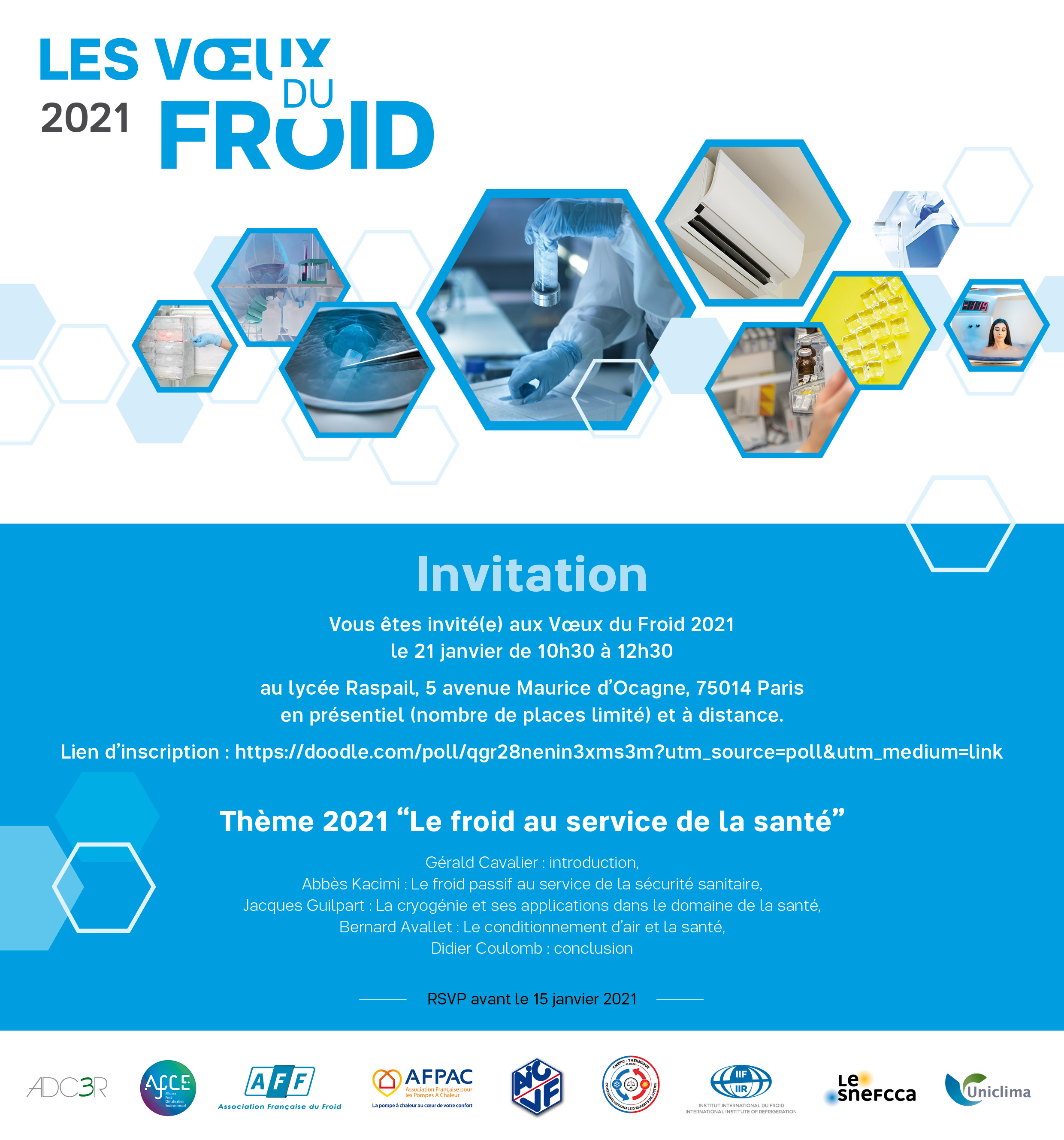 L'AFPAC vous invite à la cérémonie des Voeux du Froid 2021 le 21 janvier 2021 de 10h à 12h30 sur le thème « Le froid au service de la santé »