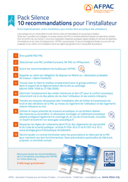 Pack Silence - 10 recommandations pour l’installateur - 10 recommandations pour l'utilisateur