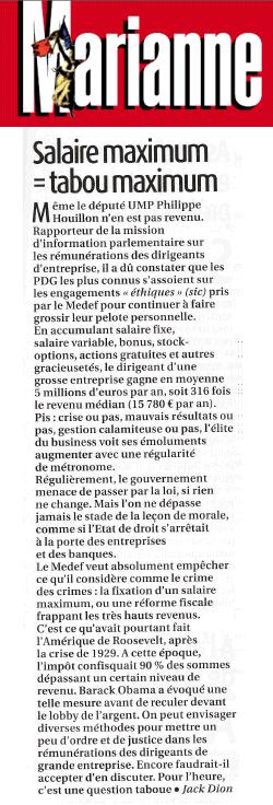 Salaire maximum = tabou maximum