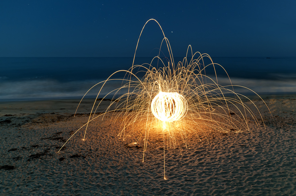 Steel Wool Sparks on the Beach Steel Wool Sparks on the Beach