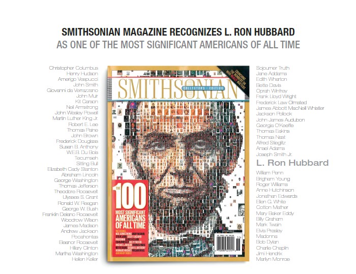 Het Smithsonian magazine erkent Ron Hubbard als één van de belangrijkste Amerikanen aller tijden.