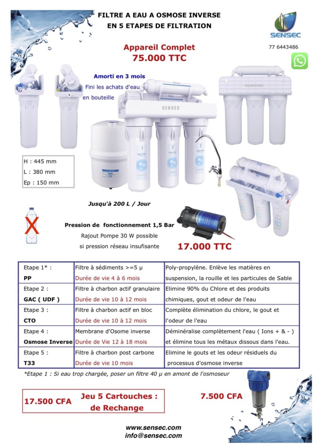 Fiche Commerciale Osmoseur Fiche Commerciale Osmoseur