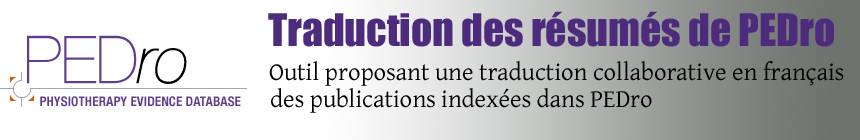 Traduction des résumés de PEDro Traduction des résumés de PEDro