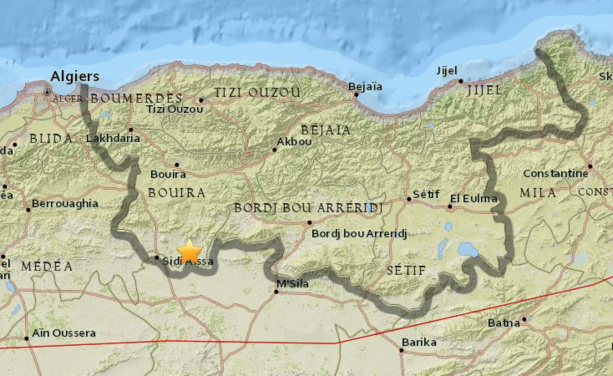 La terre a tremblé au Sud-Ouest de la Kabylie (USGS & EMSC)